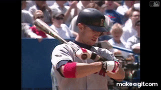 Nomar's pre at-bat toe taps and glove adjustments 