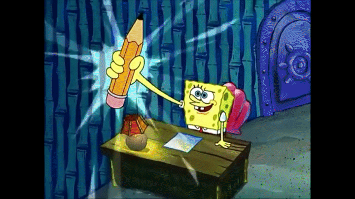 spongebob writing gif