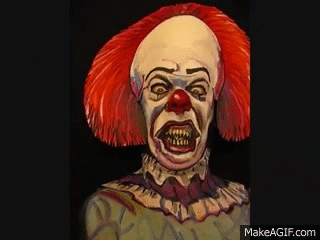 scary clown face gif