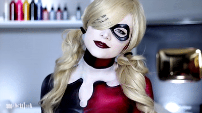Harley Quinn Makeup Tutorial | Costume also painted on Make a GIF