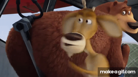 Open Season Scared Silly: Boog Flying A Plane With His Butt on Make a GIF