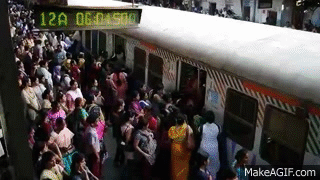 mumbai local train - women boarding the ladies only carriage