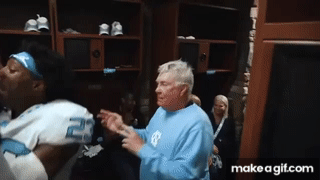 North Carolina coach Mack Brown doing the Antonio Brown dance after their  win on Make a GIF