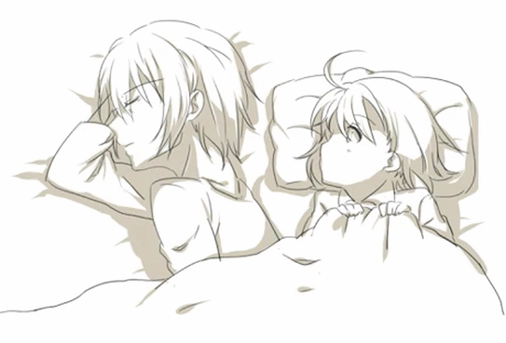 Anime girl hugging boy gif