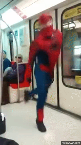 Spiderman bailando sensual en el metro de santiago on Make a GIF