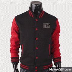 Suicide Squad Varsity Letteman Jacket - Faux Leather Sleeves on Make a GIF
