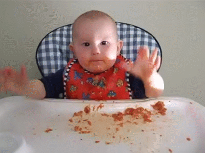 Funny Messy Baby eating Supper on Make a GIF