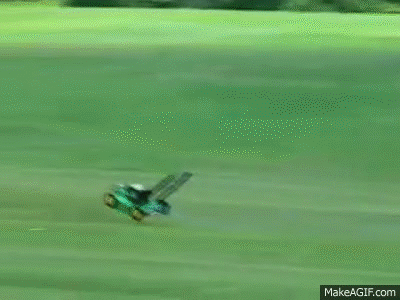flying lawnmower gorilla gif