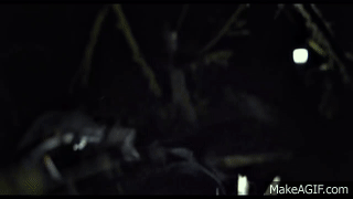 Blair Witch 2016 official trailer GIF showing a group of hikers running through the forest in panic