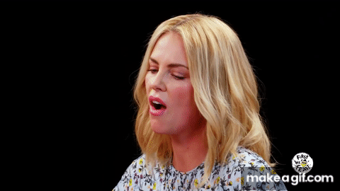 Charlize Theron Takes a Rorschach Test While Eating Spicy Wings | Hot Ones  on Make a GIF