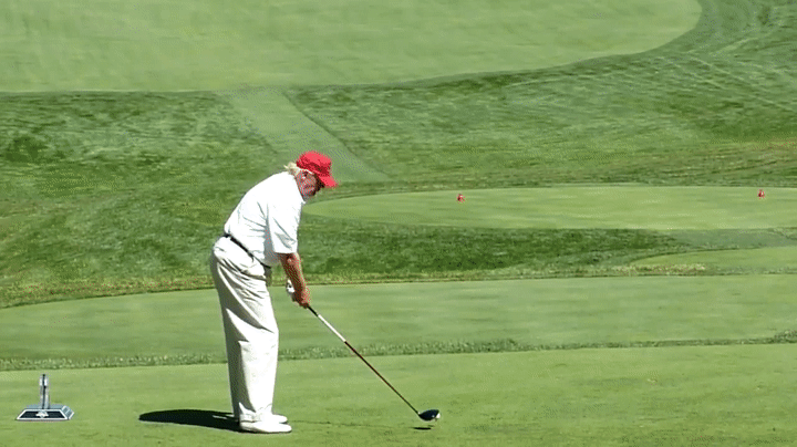President Donald Trump Tweets out video Hitting Hillary Clinton With Golf Ball