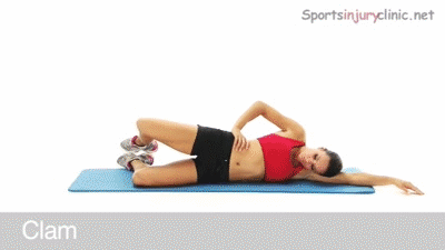 The side lying clam exercise for the hip. on Make a GIF