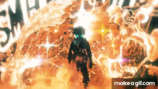 Deku and Shigaraki mid-fight with expressive facial expressions